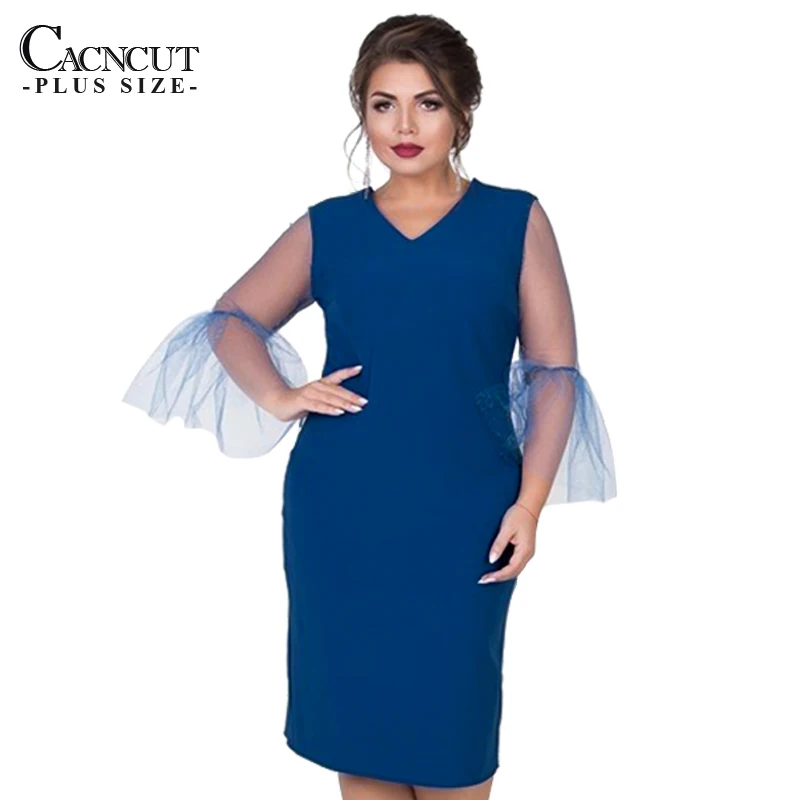 CACNCUT 2019 4XL 5XL летнее женское повседневное 6XL кружевное платье большого размера с V