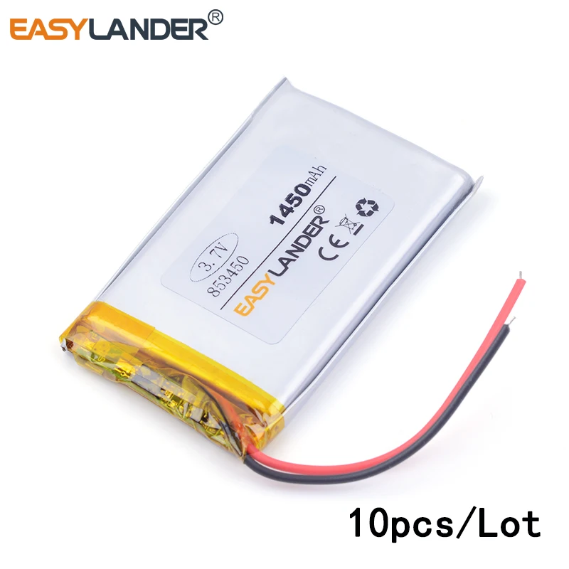 10 шт./лот 853450 1450mAh литий ионная полимерная аккумуляторная батарея 3 7 V Чистая