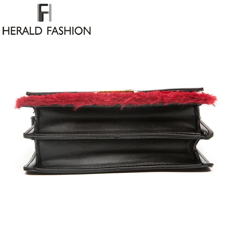 Herald Fashion кожаная сумка с клапаном и мехом Высококачественная женская со