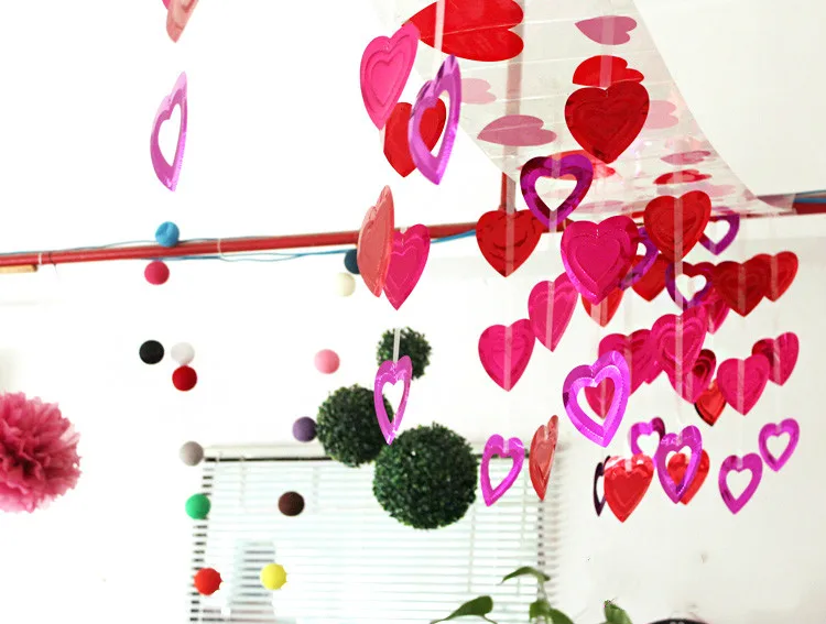 3 м Длинная гирлянда с блестками сердце потолочная День Святого Валентина