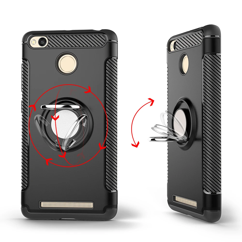 For Xiaomi Redmi 3S /Redmi 4X/Redmi 4A Case Shockproof Hybrid Armor Finger Ring Cover Stand Silicone Protection Mobile Phone Bag |