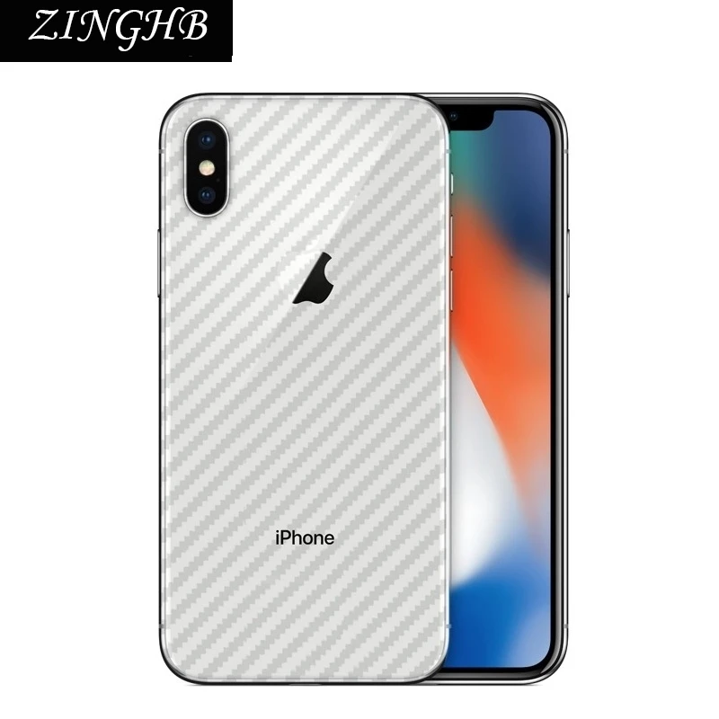 2 шт./лот Прозрачный задний углеродного волокна наклейка для iPhone X 5 8 &quotSlim Fit