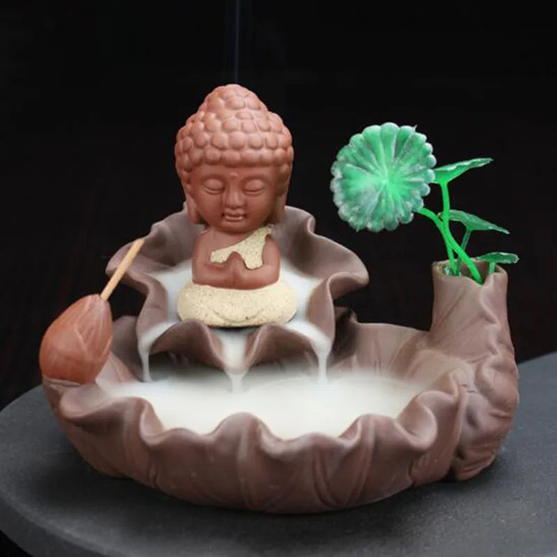 

Керамическая фоновая ароматическая Горелка Lotus Арома горелка с Буддой башня благовония горелка офисные украшения домашний декор
