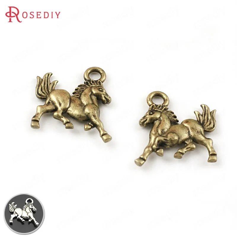 

100PCS 14x15.5MM Antique Bronze Zinc Alloy Horse Charms Pendants Diy Jewelry Findings Accessories Wholesale