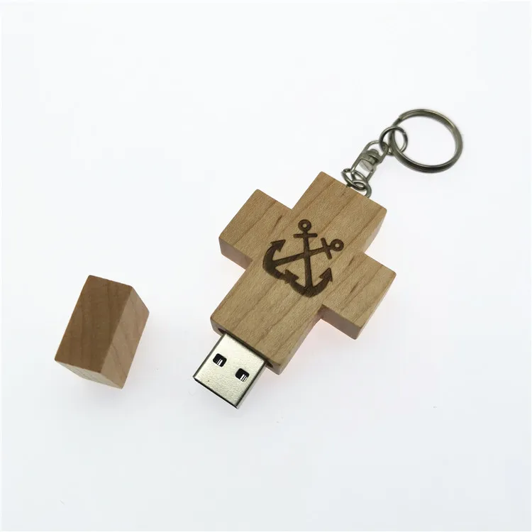 Горячая продажа 5 шт бесплатный логотип на заказ деревянный крест usb