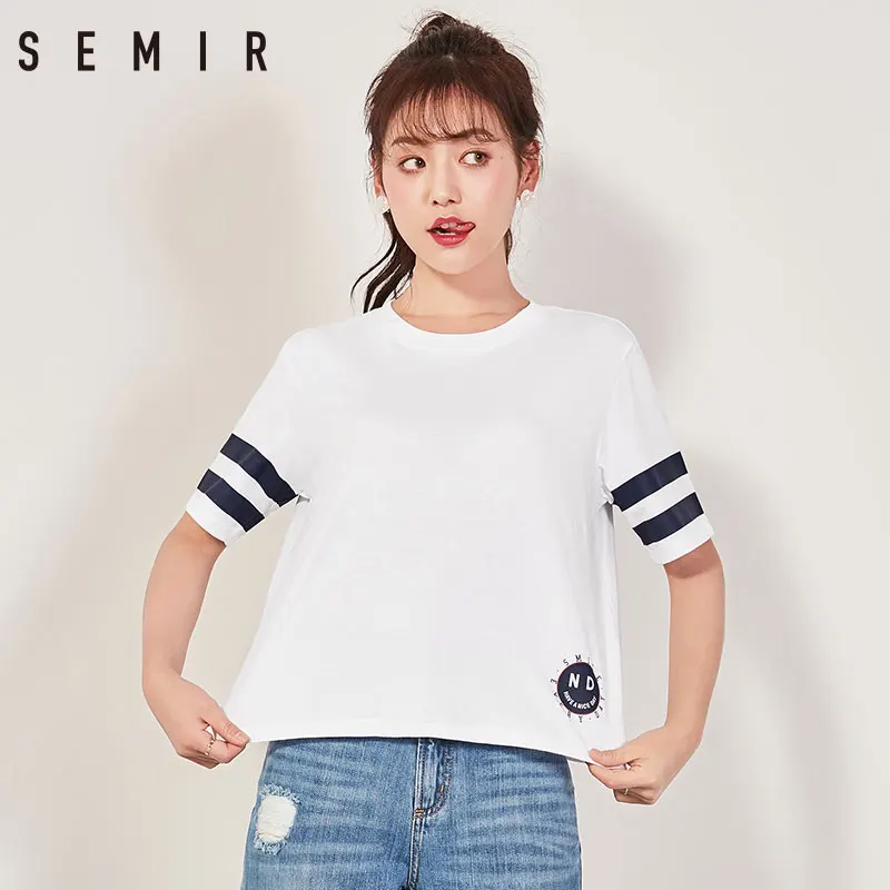 SEMIR футболка женская летняя обувь 2018 с милым принтом Футболка s повседневная Топы