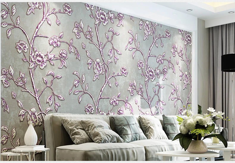 Q QIHANG European Style Environmental Protection 3D Non-woven Living Room Bedroom TV Background Wallpaper 10M*0.53M=5.3M2 | Обустройство