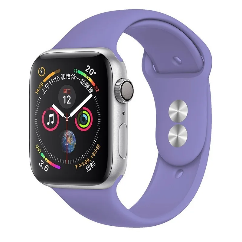 29 Lilac Силиконовый ремешок для Apple Watch 42 мм 4 3 iwatch 38 мм 44 мм 40 мм pulseira correa браслет умные часы аксессуары петля - Цвет ремешка: 29 Lilac