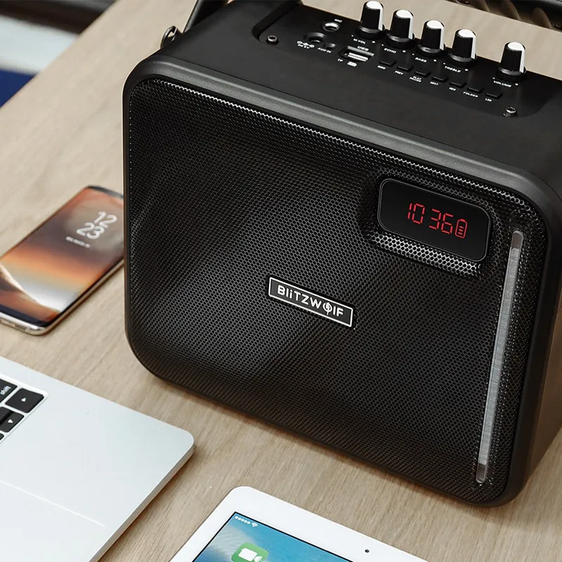 BlitzWolf bluetooth вечерние динамик для караоке V4.1 20 W 3600 mAh AUX in USB FM режиме портативный