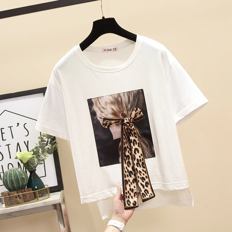SexeMara fashion The New printing Round neck asymmetric T-shirt free shipping | Женская одежда