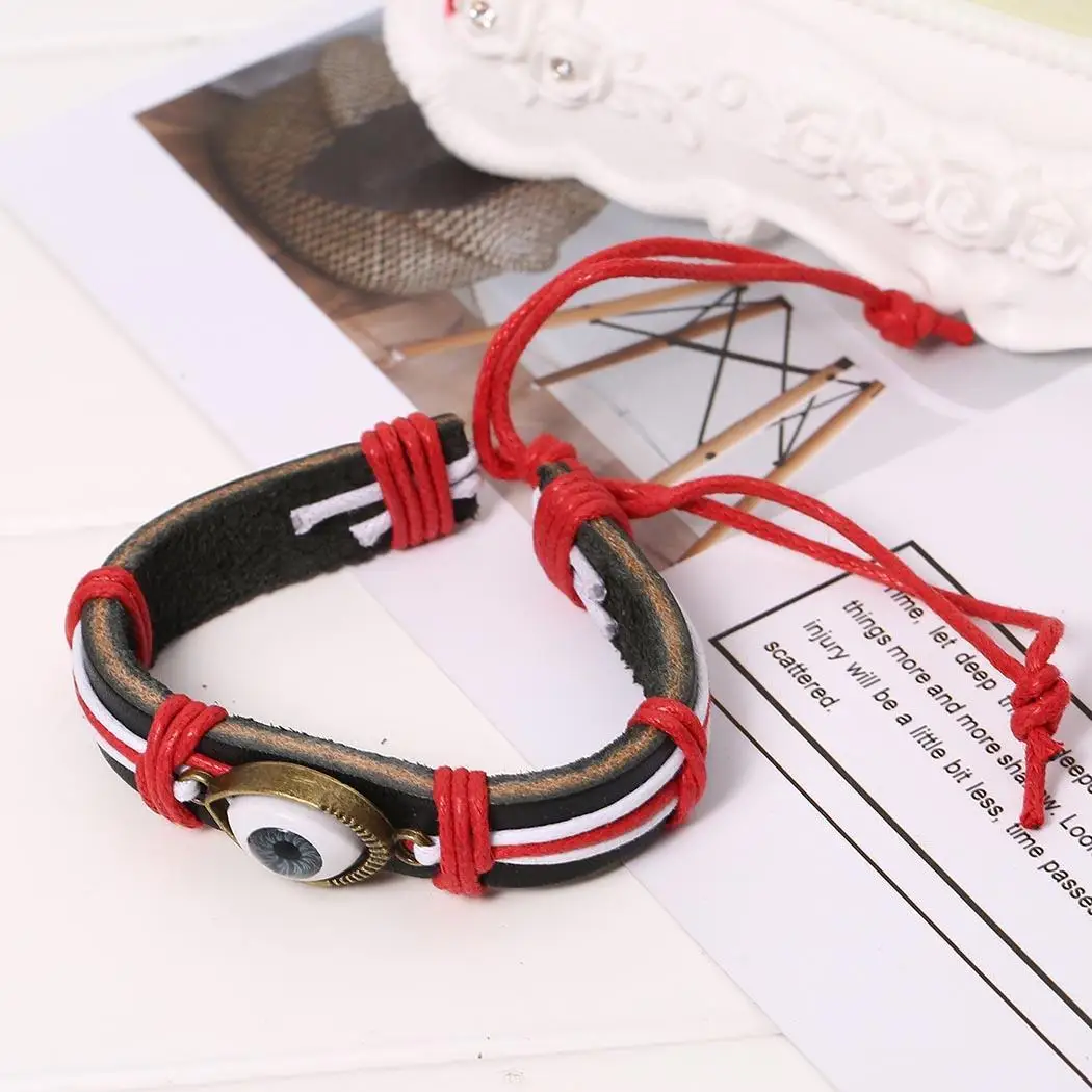 Everyday adjustable 4 6 Wristband Artificial 2 Eye 12cm 7inch Leather Women Weave New Bracelet Beauty Metal Bangle | Украшения и