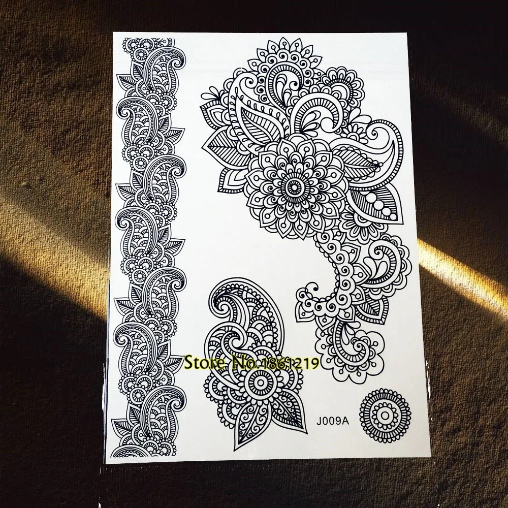 

25 Styles Classic Black Henna Temporary Tattoo Wedding Body Art Mehndi Paisley Flower Arm Tatoos Fake Waterproof Tattoo Stickers
