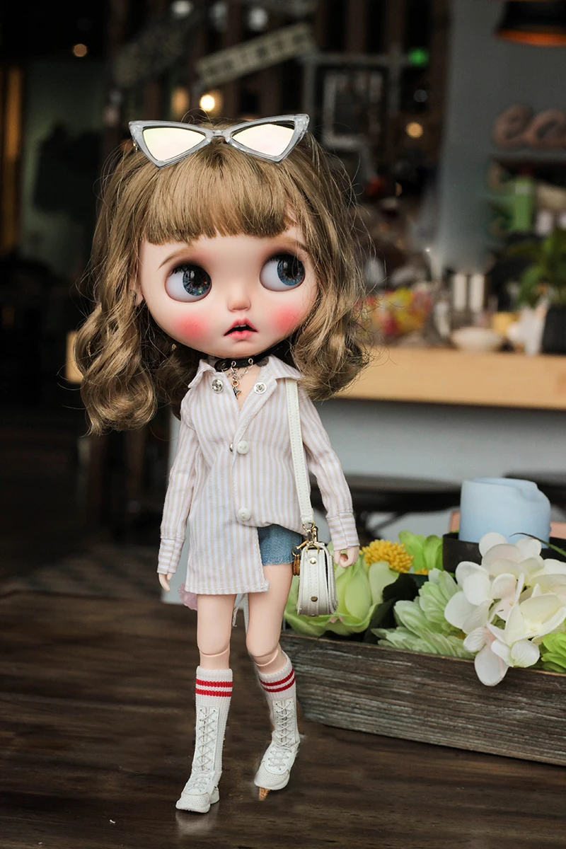 Рубашка Blyth в полоску длинная рубашка доступно для Azone Licca OB24 Doll 3 вида