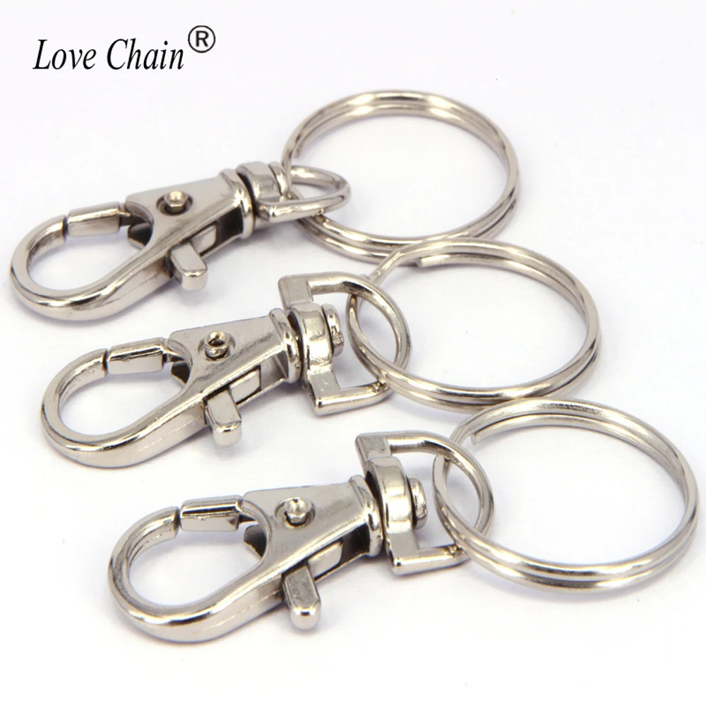 LoveChain 10 шт./лот классическое кольцо для ключей серебряное металлическое поворотное застежка-карабин зажимы для ключей крючки для ключей кольцо для ключей DIY сумка Ювелирные изделия
