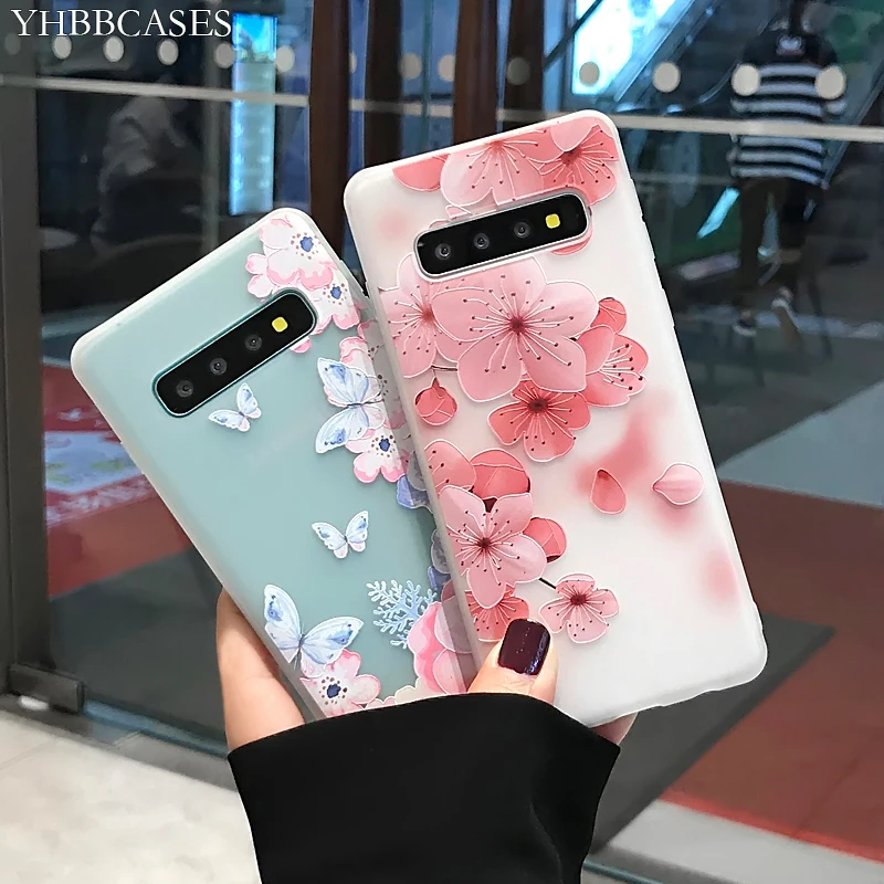 YHBB чехол S для samsung Note 8 9 чехол s рельефный чехол для телефона с цветами для samsung Galaxy S8 S9 S10 Plus Мягкий чехол с бабочкой из мультфильма
