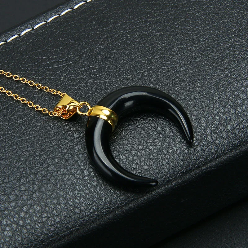 Кулоны из натурального камня подвески с опалом и лабрадоритом полумесяц