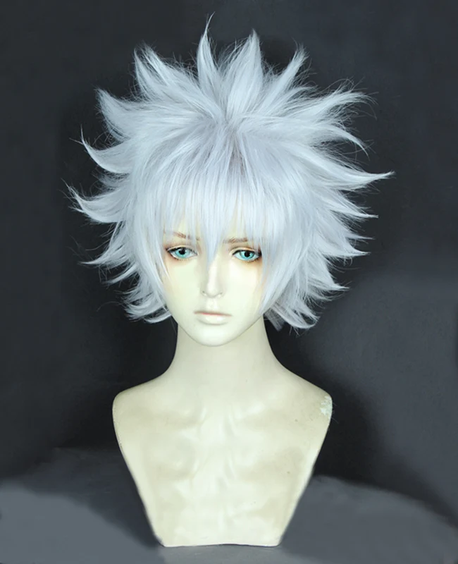 Парик для косплея HUNTER Killua Zoldyck с коротким ворсом термостойкий синтетический