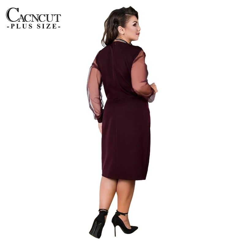 CACNCUT 5XL женское платье большого размера, весеннее платье с v-образным вырезом, 6XL, Повседневное платье большого размера, женское элегантное Сетчатое платье для офиса, вечерние платья