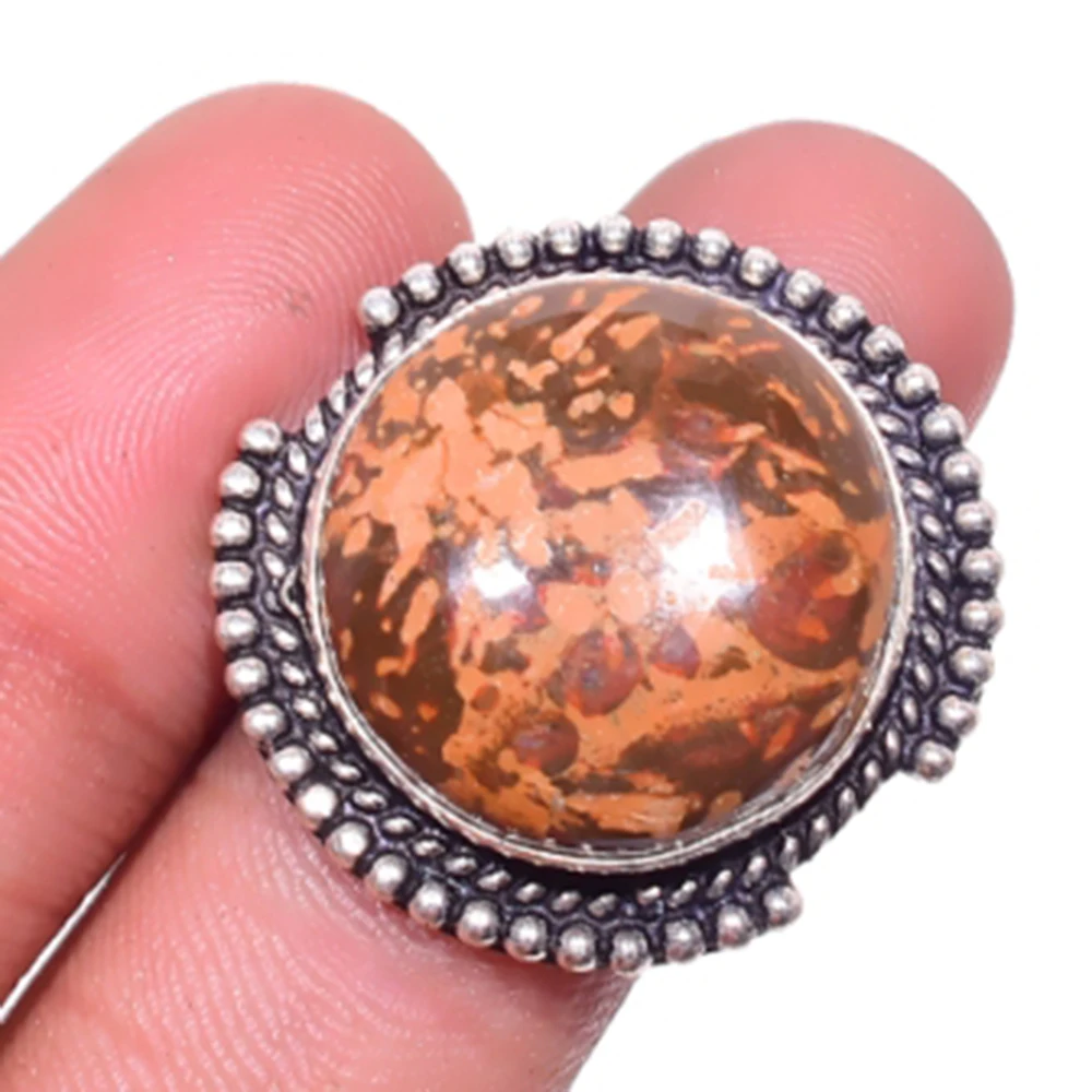 

Spider Jaspers Ring Silver Overlay over Copper, USA Size 8 , R4634