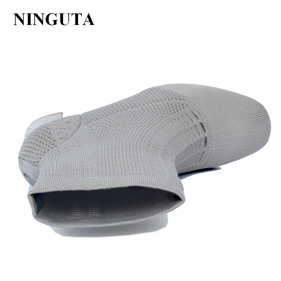 NINGUTA женские сапоги на высоком каблуке вязаные осенние модные 36 42|boots women shoes|shoes