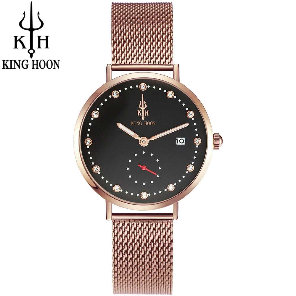 

Watches Women Luxury Brand Watch KING HOON Quartz Wristwatches Fashion Sport Full Steel Dive 30m Casual Watch relogio feminino