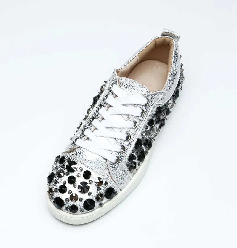 Мужская повседневная обувь на плоской подошве серебристая дышащая кожаная