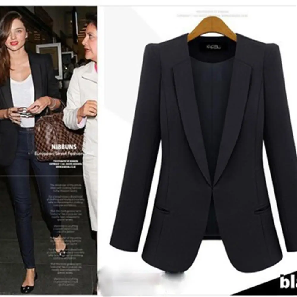 2018 Autumn Fashion Women Notched Blazers Solid Color Slim Waist Female Jacket Coat Office Lady Elegant Ladies Clothing | Женская одежда