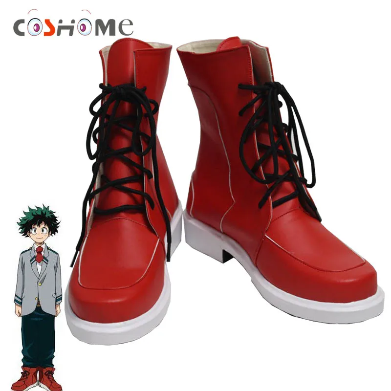 Обувь для косплея Coshome Boku No Hero обувь Маскарадного костюма Izuku Midoriya красные ботинки