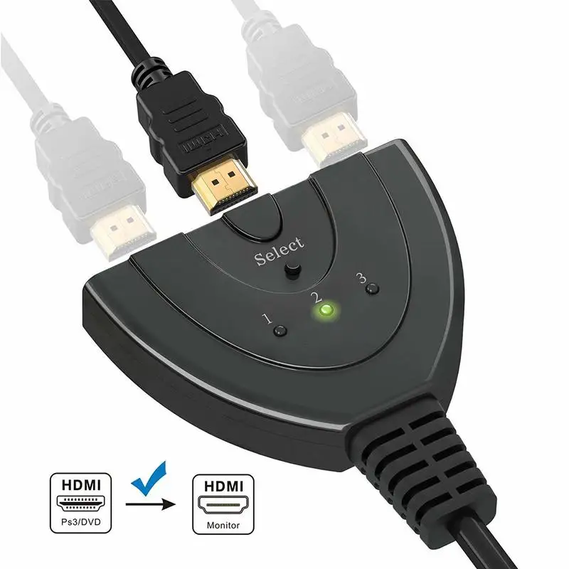 Basix Mini 3 Port Переходник HDMI разветвитель Cable 1.4b 1080P Коммутатор Switch в 1 хаб с выходом