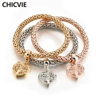 chicvie 3 pcsset custom love type tree of life bracelets bangles charms for jewelry making for women plant bracelet sbr170118