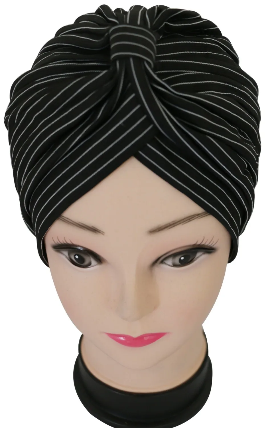 2018 новые европейские модные черно-белые полосатые индийские шапки-тюрбан кепка