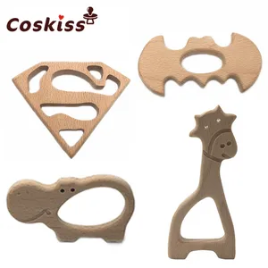 Деревянный Прорезыватель для зубов, безопасный для детей, медсестер, для грудного вскармливания, жевательная тренировочная игрушка для малышей из невощеного бука, экологически чистый Органический Детский Прорезыватель для зубов