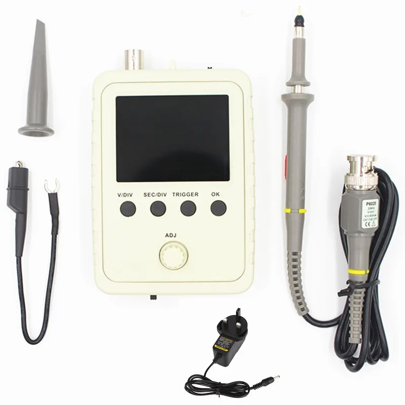 UK plug Собранный DSO150 цифровой осциллограф с P6020 зонд 9V 1A Мощность адаптер - Цвет: UK plug