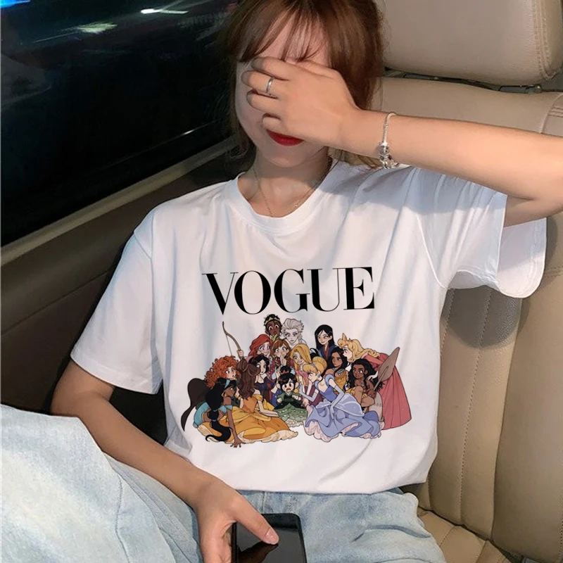 Vogue Harajuku Ullzang Футболка женская забавная мультяшная принцесса футболка 90s графическая Эстетическая Футболка Модные кавайные футболки женские