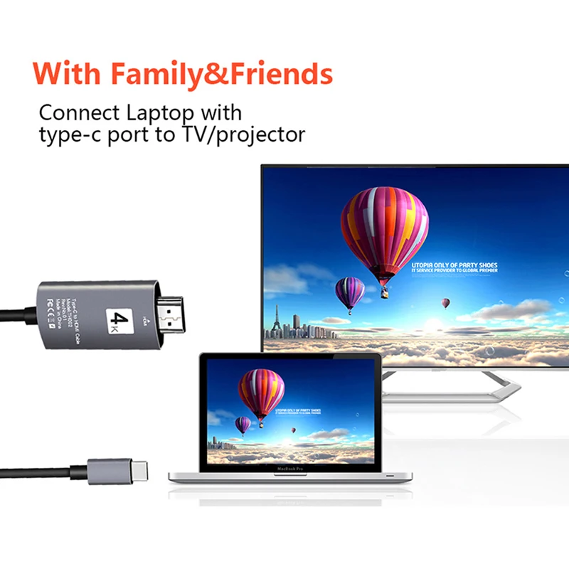 Usb type C Мужской к HDMI Женский AV кабель HDTV адаптера Plug and Play для портативных ПК Новый |