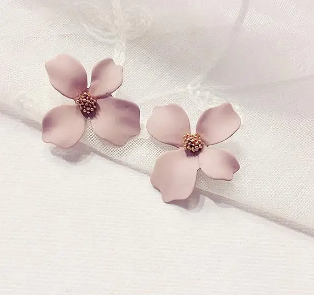 H 2.6x2.5 cm AOMU, Корея, новинка, дизайнерские, большие, уксусная кислота, акрил, неправильный металлический цветок, большие серьги-гвоздики для женщин, девушек, летние, пляжные ювелирные изделия - Окраска металла: H 2.6x2.5 cm