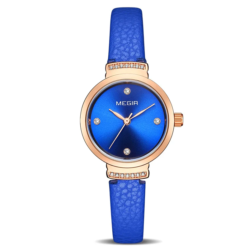 MEGIR модные женские часы Reloj Mujer маленькие кварцевые женские часы Womem браслет часы Damen Uhren Montres Femme дропшиппинг - Цвет: Blue