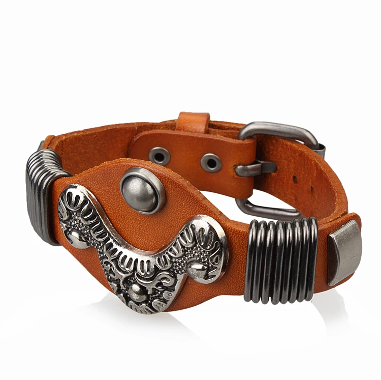 Бесплатная доставка 100% браслет из натуральной кожи мужские и женские ретро панк