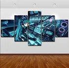 Настенная картина на холсте, декоративный постер Вокалоида в стиле аниме для гостиной, 5 штук, с изображением фортепиано