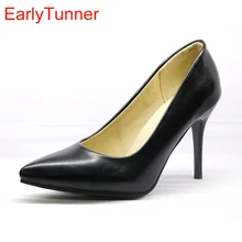 Hot Sale Brand New Fashion Beige Brown Women Formal Pumps Black High Stiletto Heels Lady Nude Shoes EH38 Plus Big Size  48 30 10