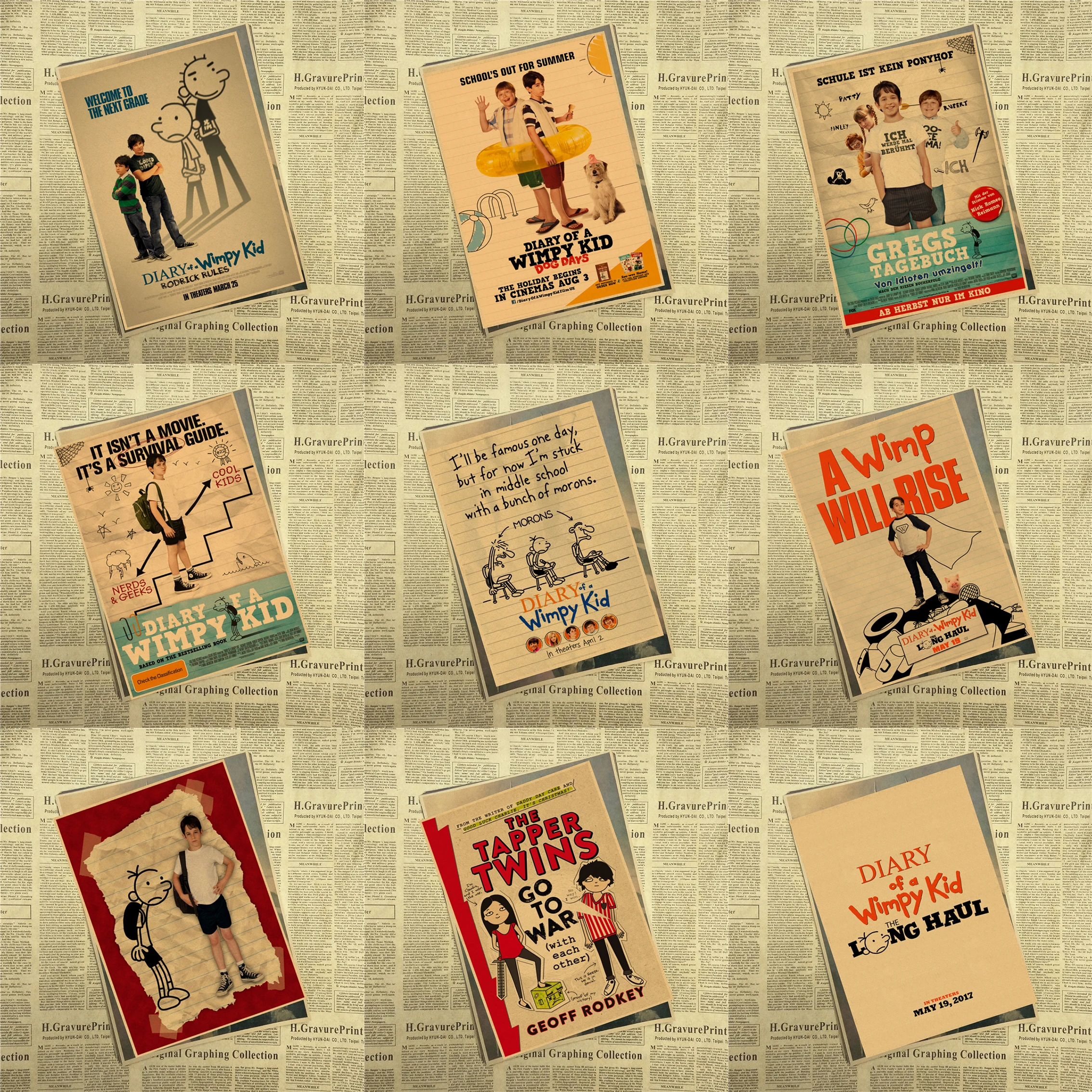 Дневник Wimpy ребенок украшение для дома крафт фильм ретро плакат Рисование ядро