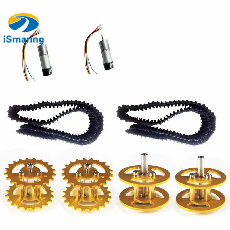 

Official iSmaring robot tank kit metal Bearing Wheels+ Driving Wheels+ Track+ Motors Toy Parts Diy Wheeled Robotic Car Chassi