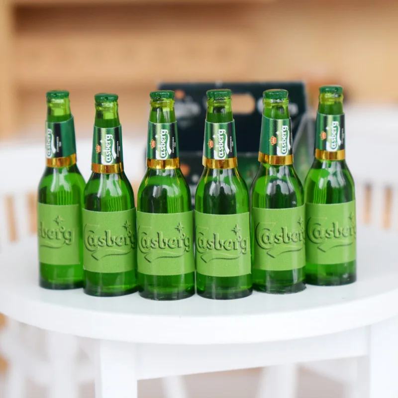1 Набор Мини 1/6 кукольный домик миниатюрные напитки 6 бутылок Модель пива с коробкой ролевые игры Blyth куклы-Барби еда игрушка аксессуары