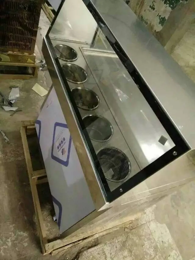 

free shiping fried ice cream machine,75*35cm big pan with 5 buckets fried ice machine,R22 ice pan machine ice cream machine