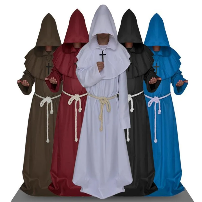 

Halloween comic party Cosplay dress monk hooded robe cloak angle Mary medieval Renaissance monk men's clothing