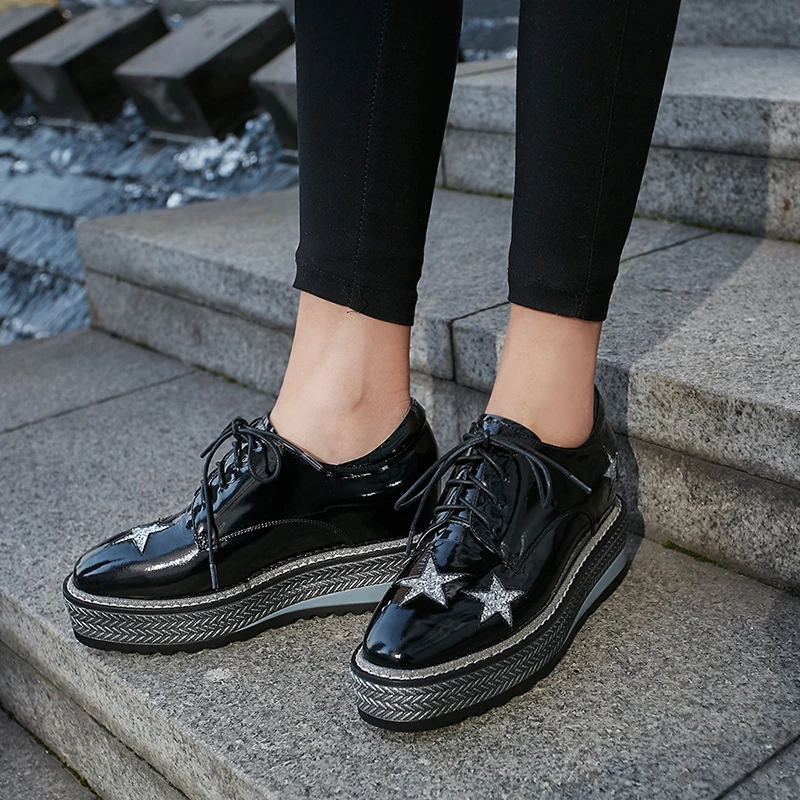 Размера плюс 42 женские ботильоны из натуральной кожи на шнуровке Обувь плоской