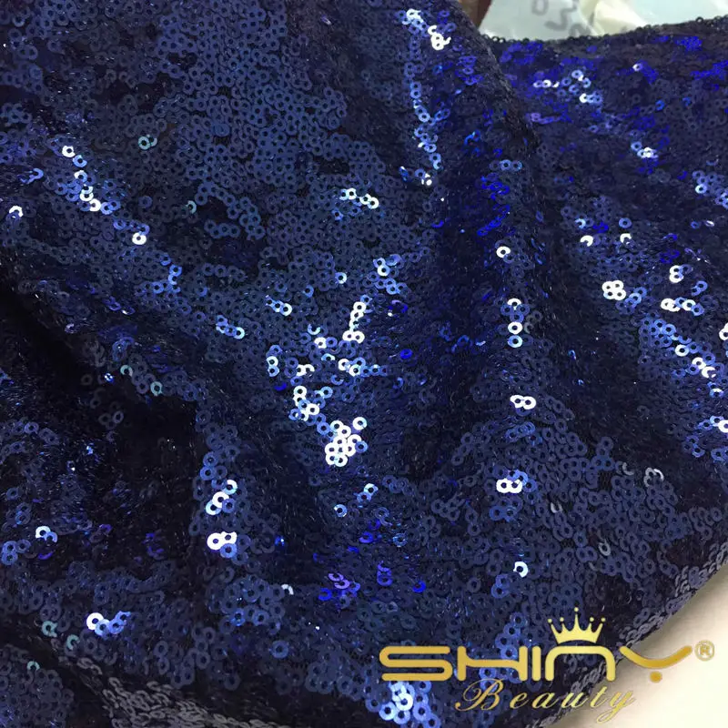 Navy Blue Розовое золото/темно-синий/красный/розовый/черный 4 фута(125 см) Ширина блесток ткань материал на 5 ярдов для платья/обуви/свадьбы/party-C0813 - Цвет: Navy Blue