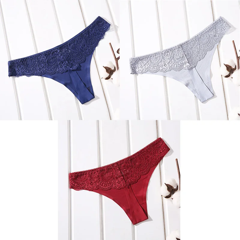 blue grey red Нижнее белье для женщин женские стринги 3 шт. Сексуальные Бесшовные женские трусики хлопок промежность Новая Женская Стринги сексуальные бесшовные трусики BANNRIOU - Цвет: blue grey red