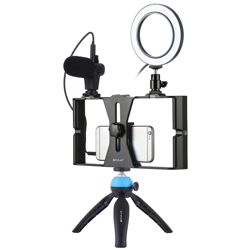 OMESHIN 4 в 1 Vlogging Live Broadcast смартфон видео установка + кольцо LED свет микрофон крепление