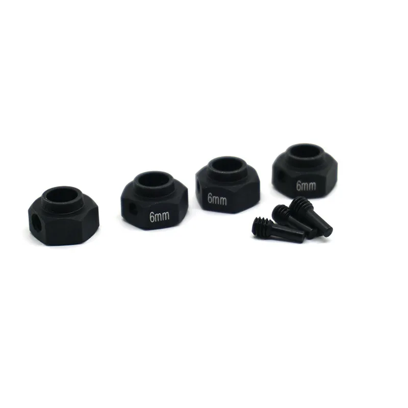 6MM Black Металлический шестигранный адаптер колеса концентраторы крепление с нержавеющая сталь с винтом и иглой для TRAXXAS TRX-4 6 мм 8 мм 9 мм 10 мм 11 мм 12 мм - Цвет: 6MM Black